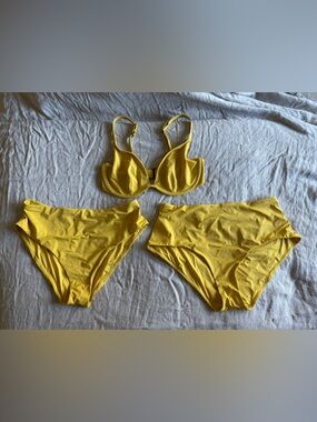 CUUP Yellow Underwire Bikini Top with Matching Bottoms